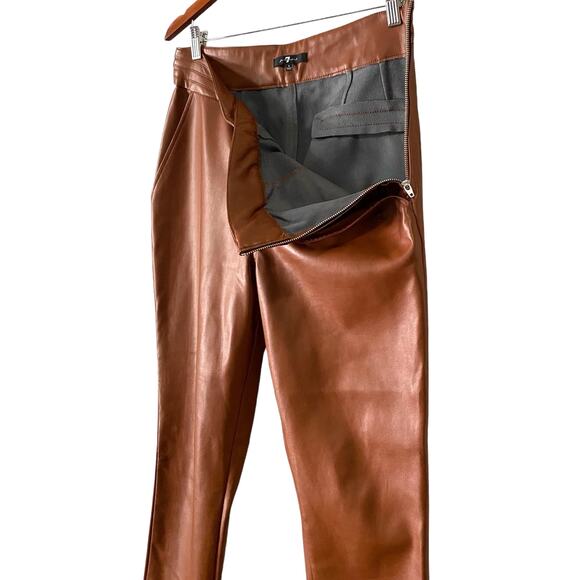 7 For All Mankind Womens Brown Faux Leather Pants Large Tan Boho Western Cowgirl - Picture 5 of 12